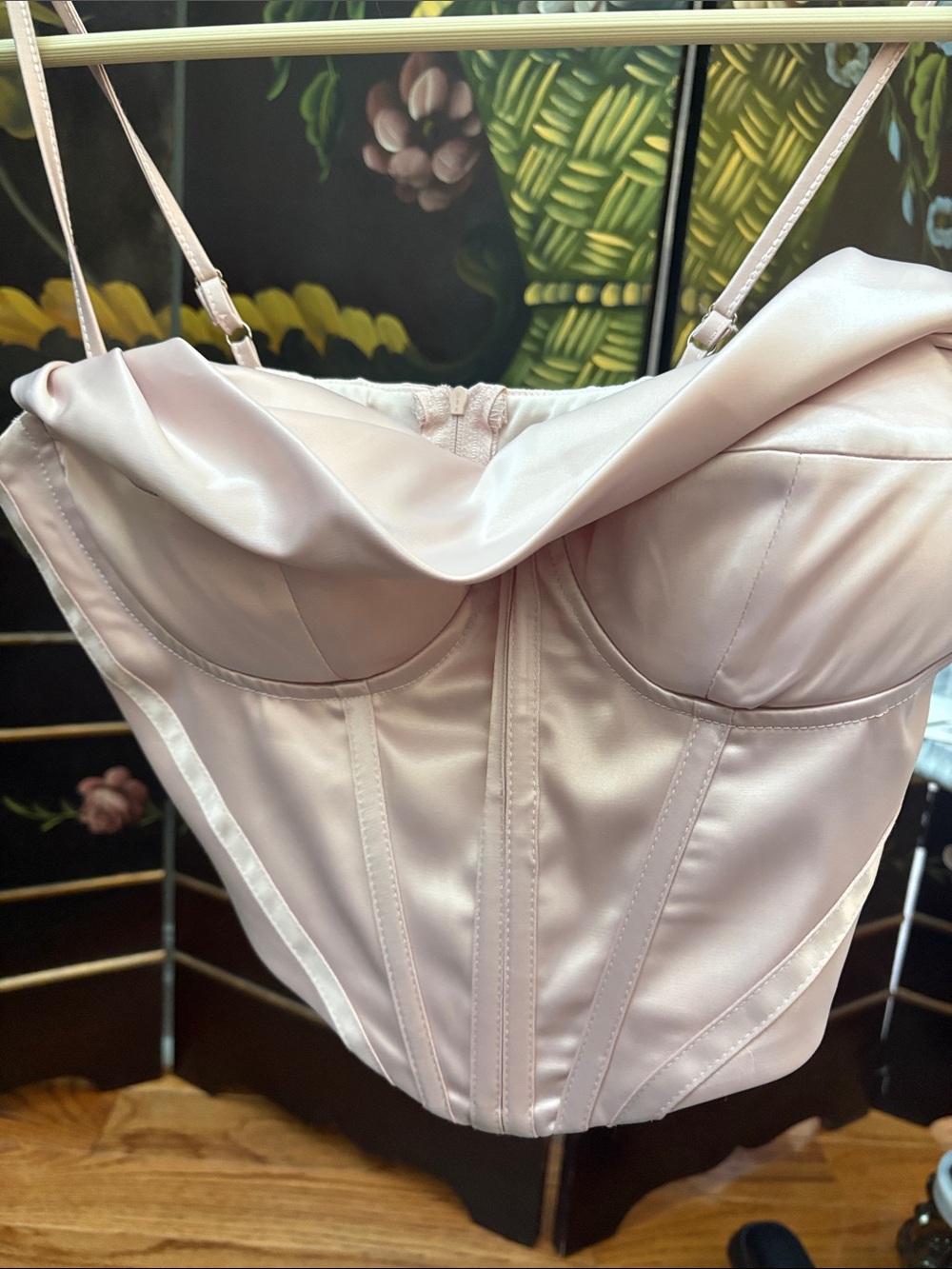 Amazon Satin Bustier Camisole in Light Blush